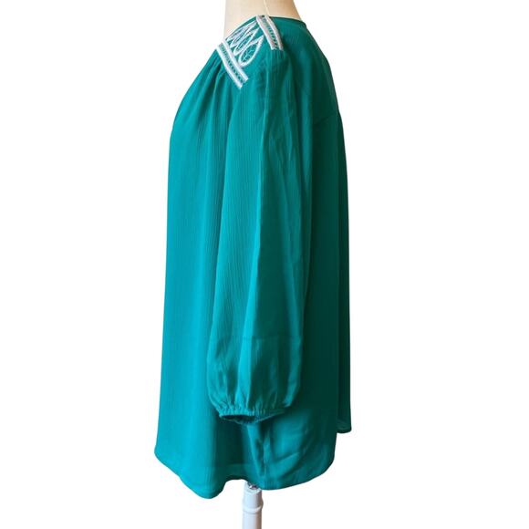 Bob Mackie NWT Embroidered Metallic Ribbed Sheer Blouse Womens 28W Plus Art Chic - Picture 2 of 11